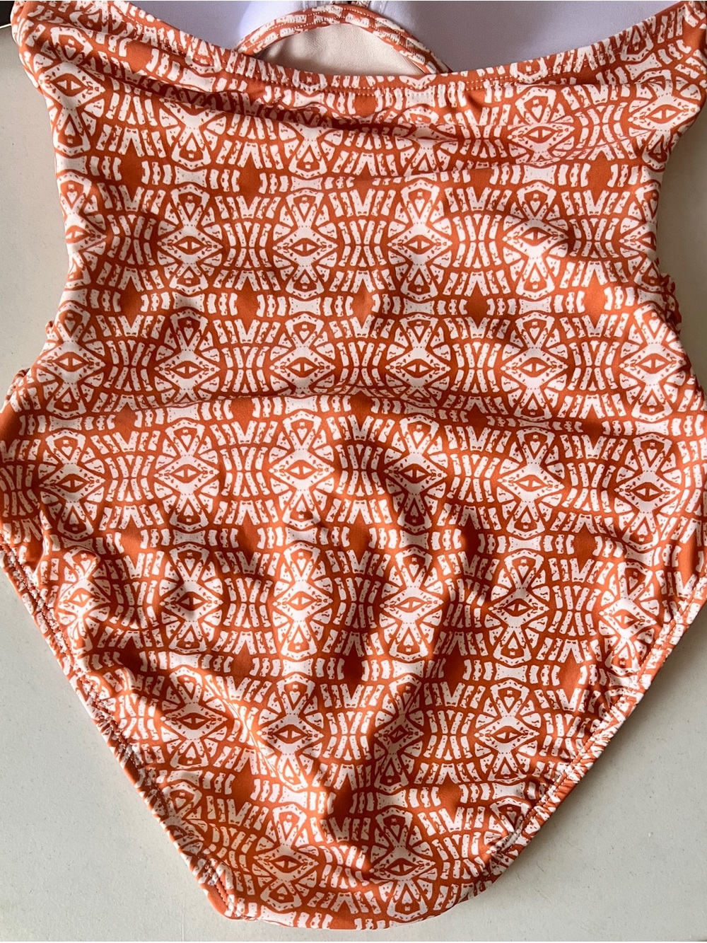 Ellen Tracy Orange and White Patterned One-Piece Swimsuit - Picture 8 of 13